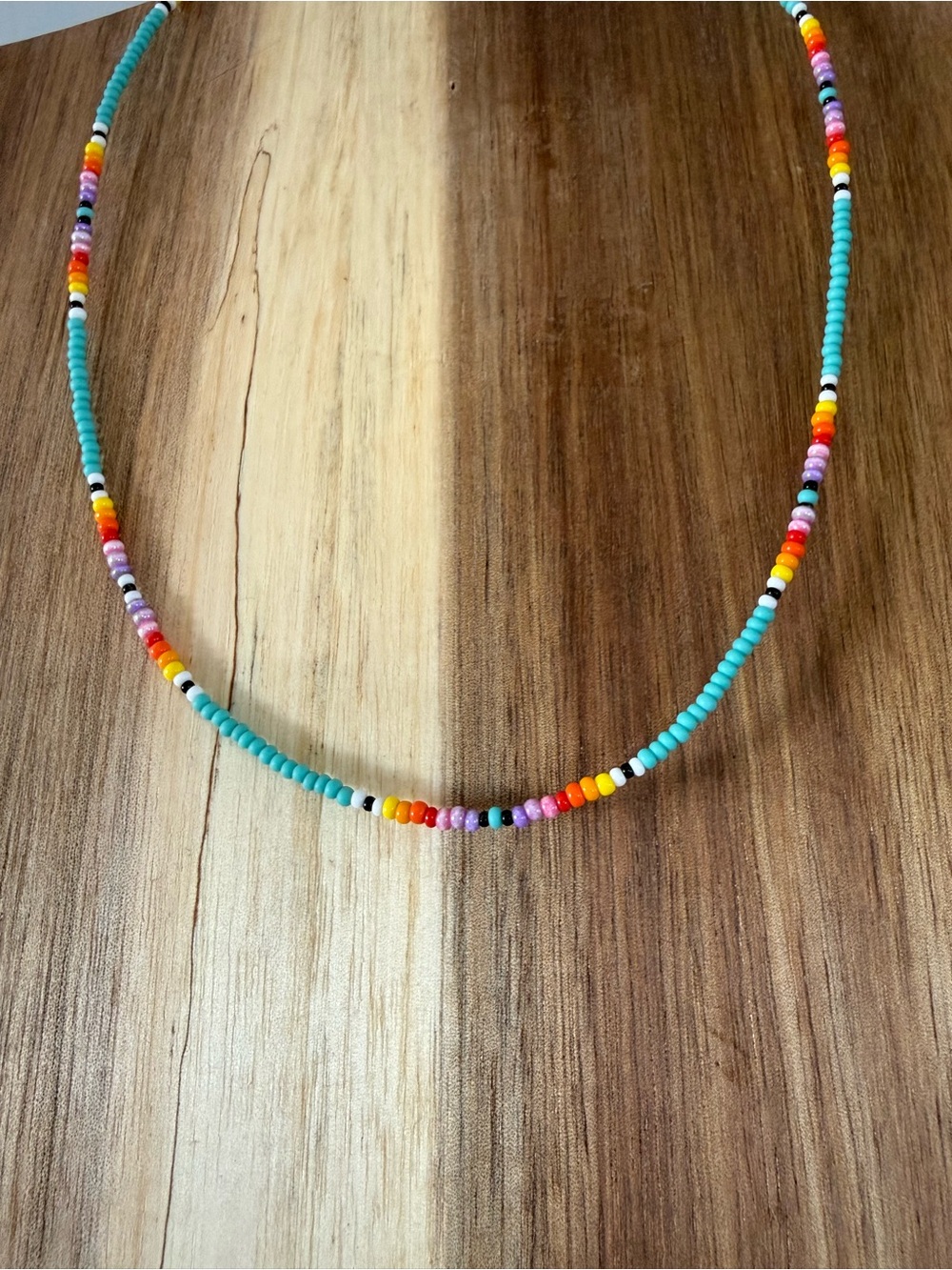 Turquoise Multi-Color Seed Bead Choker Necklace
